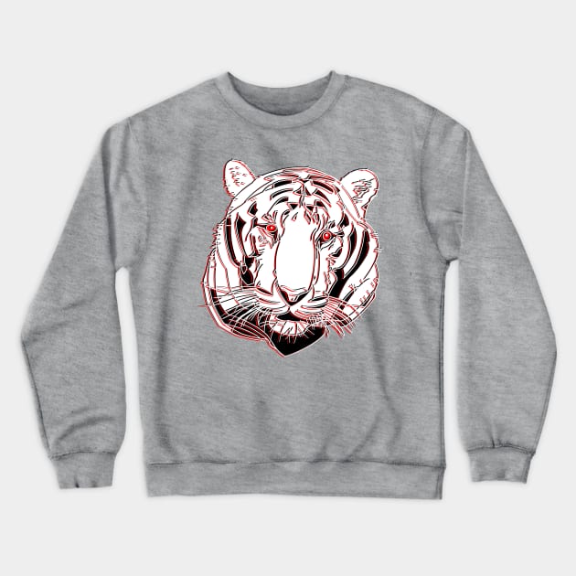 Chinese Tiger Head Feline portrait Wildcat face angry Crewneck Sweatshirt by 4rpixs